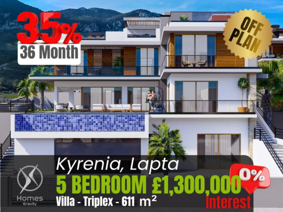 5 Bedroom Triplex Villa with Private Pool for Sale in Lapta