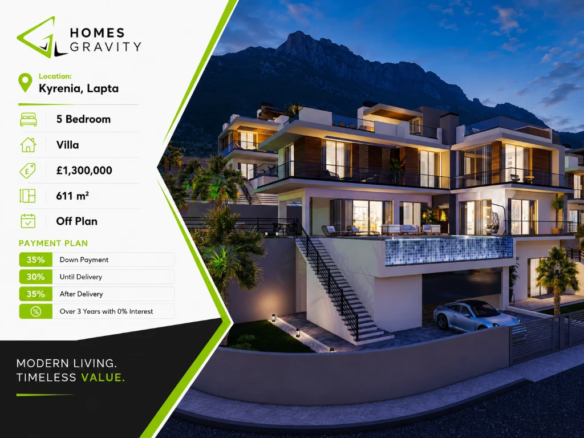 5 Bedroom Triplex Villa with Private Pool for Sale in Lapta - Homes Gravity