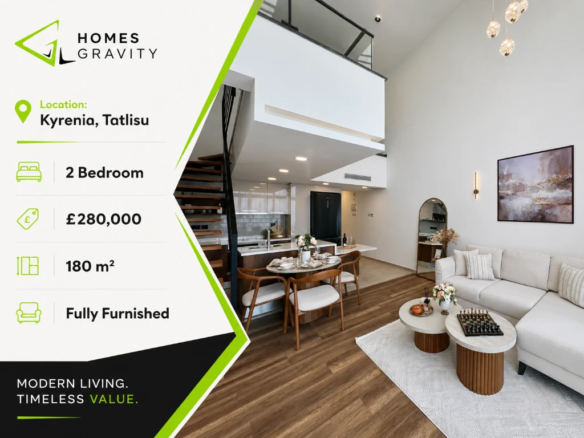 Fully Furnished 2 Bedroom Loft Apartment in north Cyprus