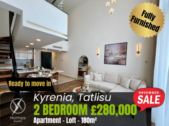 Furnished 2 Bedroom Loft Apartment in North Cyprus