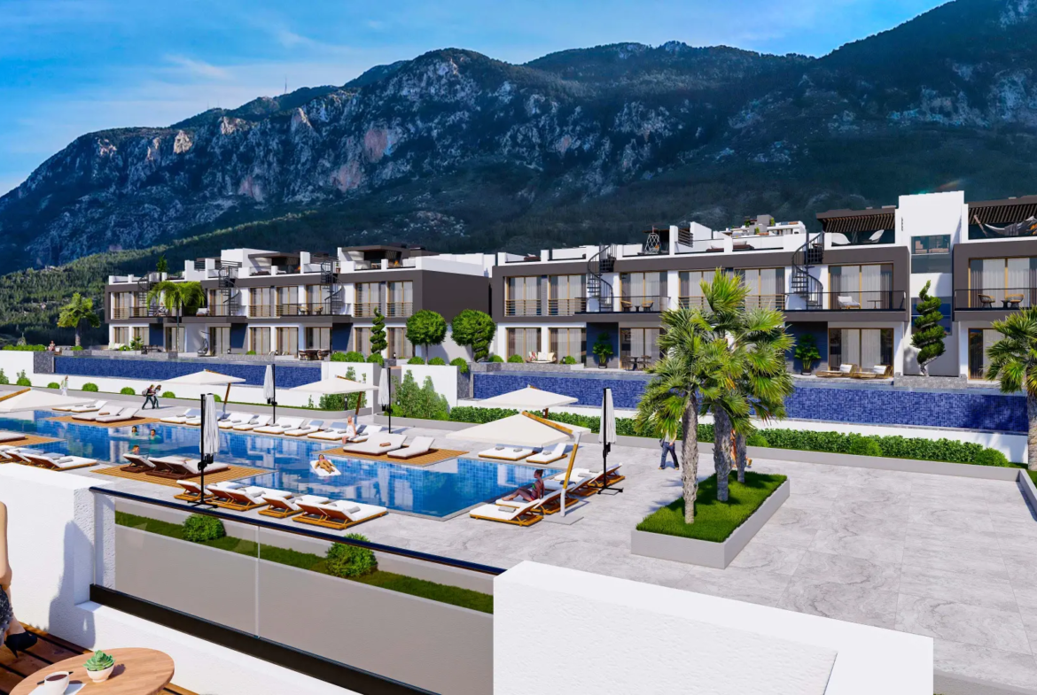 Sea Facing Apartment with Private Garden for Sale in Lapta