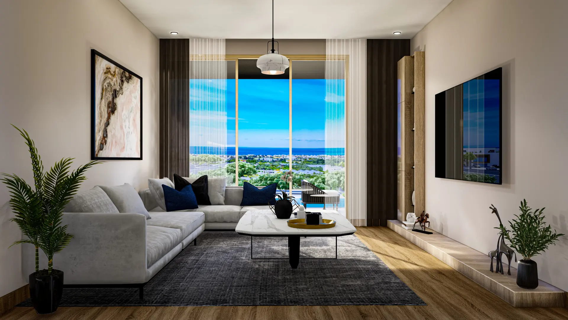 Sea Facing Apartment with Private Garden for Sale in Lapta
