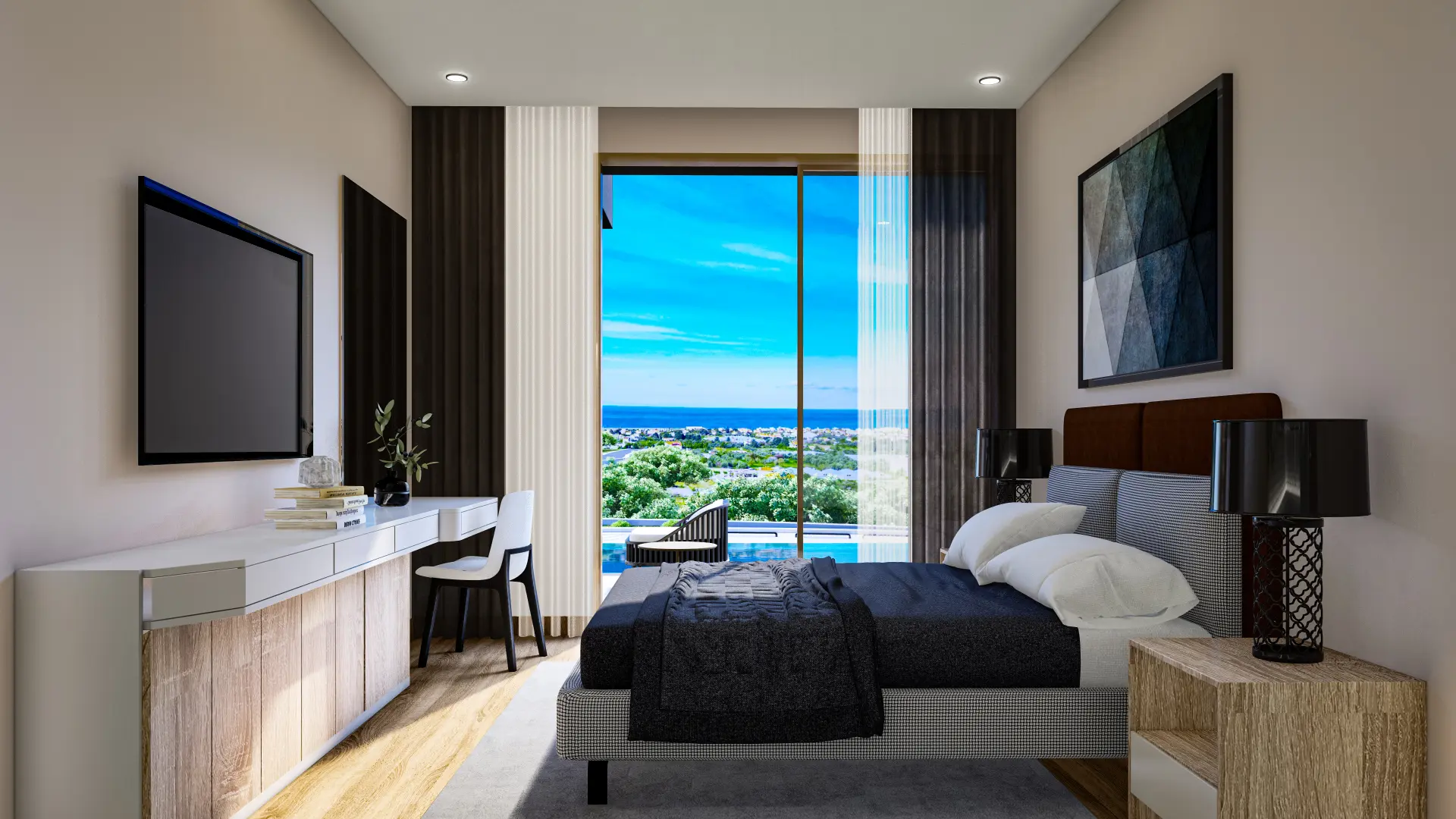 Sea Facing Apartment with Private Garden for Sale in Lapta