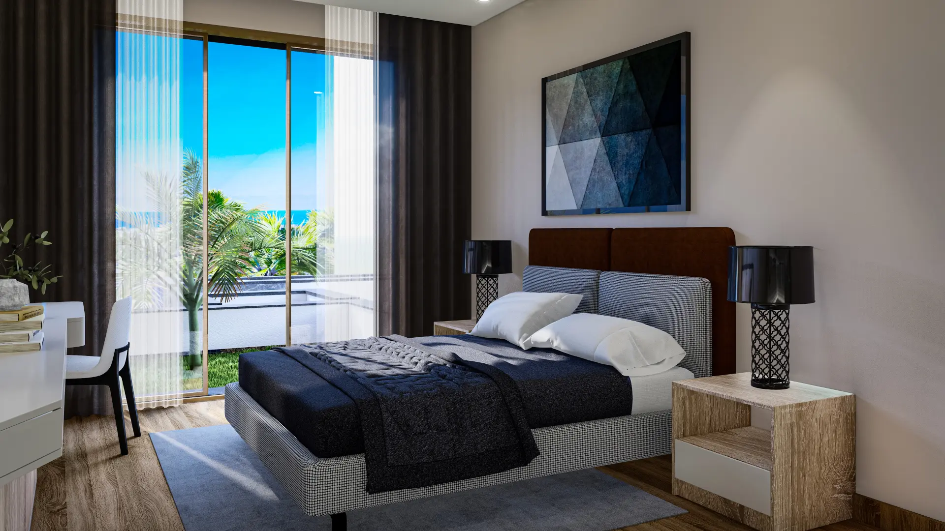 Sea Facing Apartment with Private Garden for Sale in Lapta