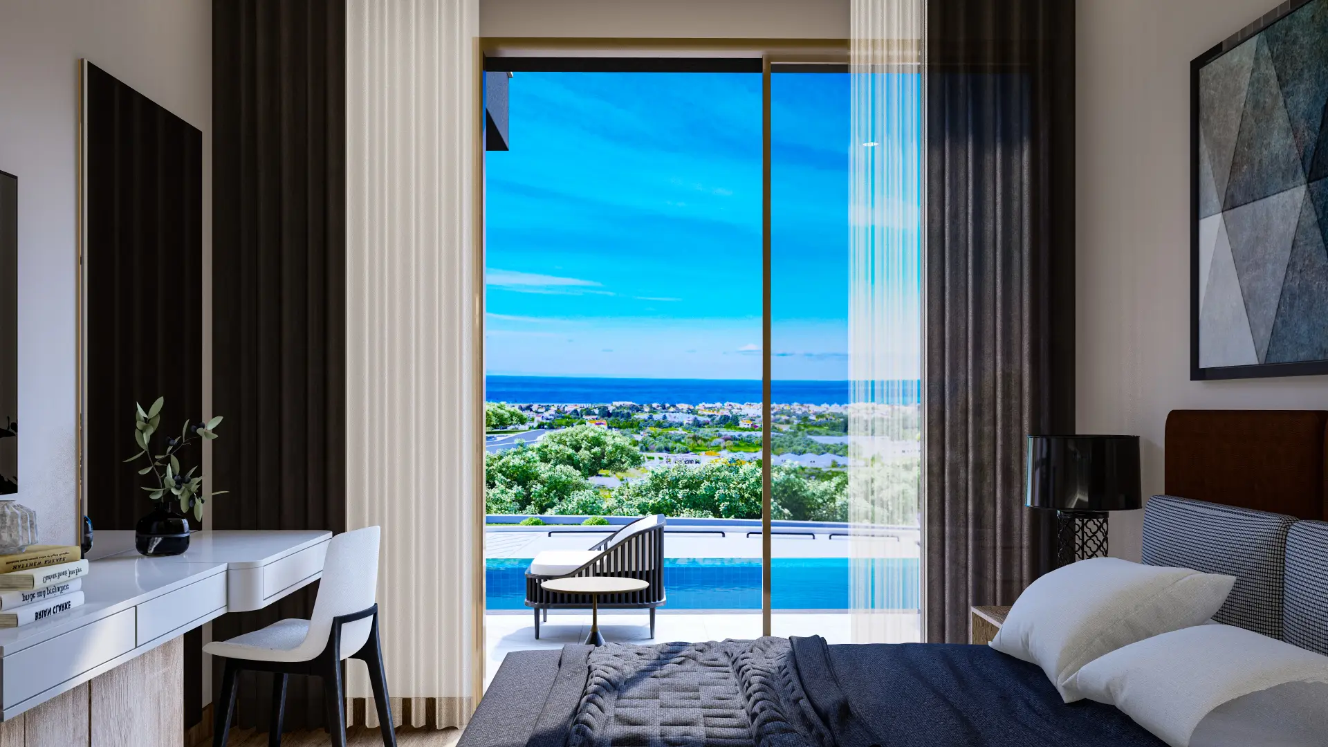 Sea Facing Apartment with Private Garden for Sale in Lapta