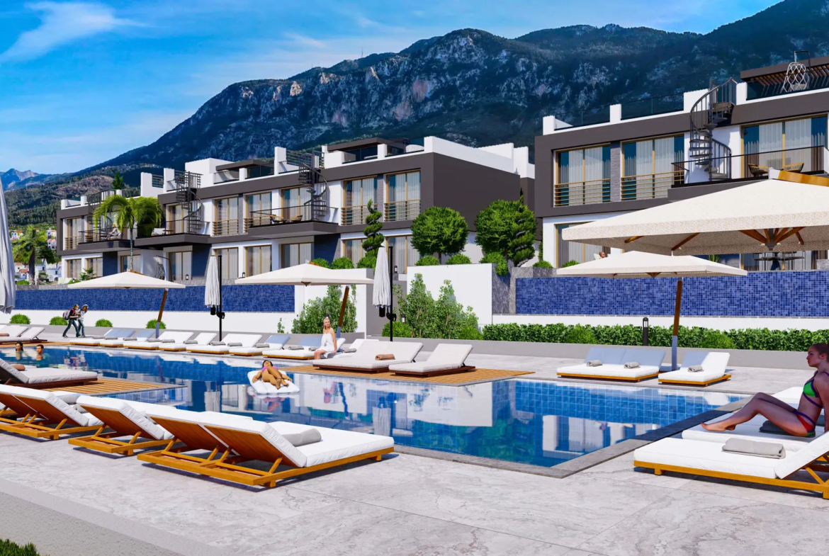 Sea Facing Apartment with Private Garden for Sale in Lapta