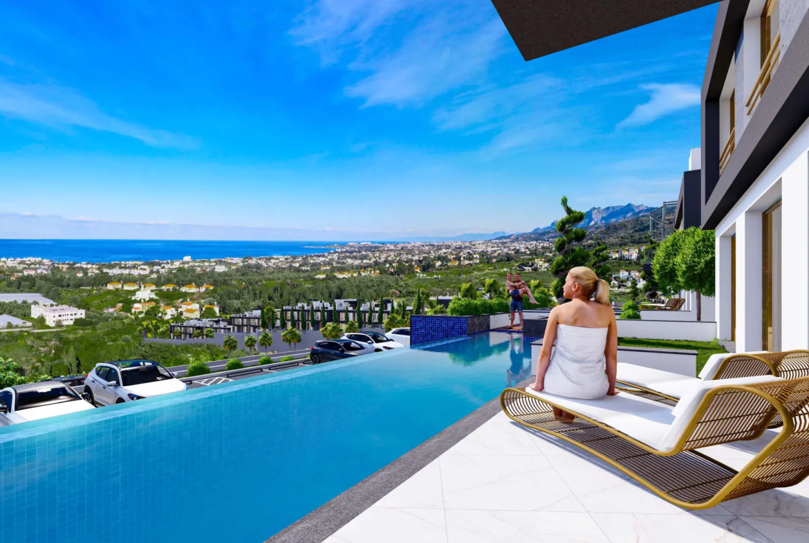 Sea Facing Apartment with Private Garden for Sale in Lapta