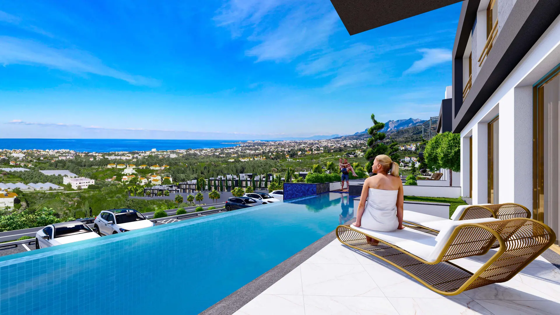 Sea Facing Apartment with Private Garden for Sale in Lapta