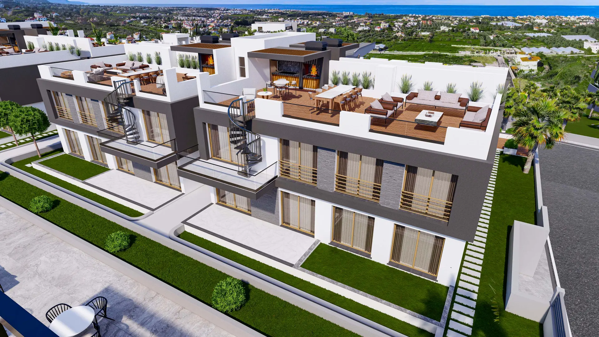 Sea Facing Apartment with Private Garden for Sale in Lapta