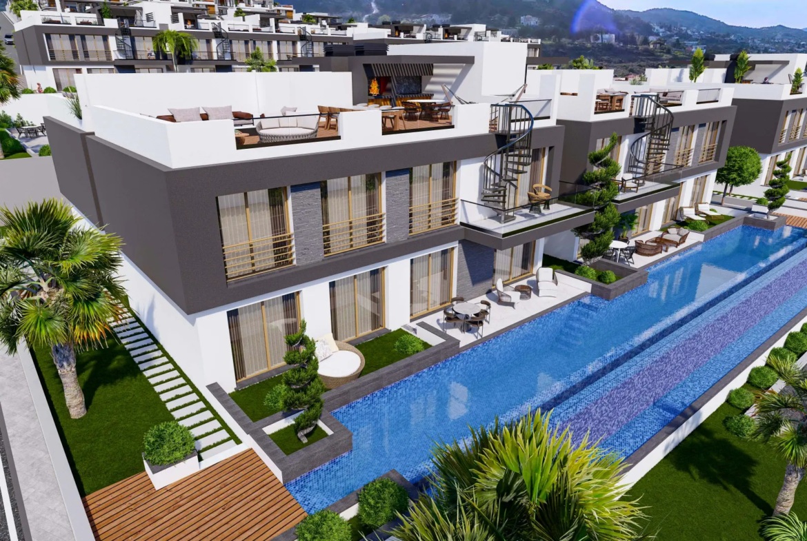 Sea Facing Apartment with Private Garden for Sale in Lapta