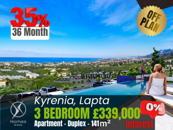 Sea Facing Apartment with Private Garden for Sale in Lapta