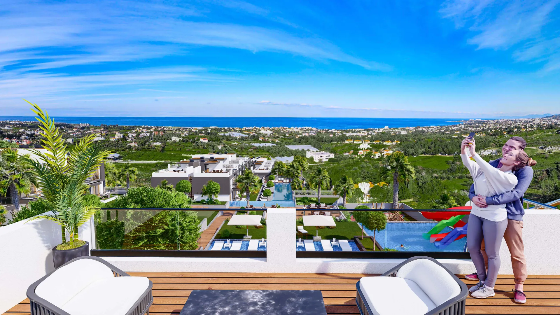 Sea View Apartment with Private Garden for Sale in Lapta