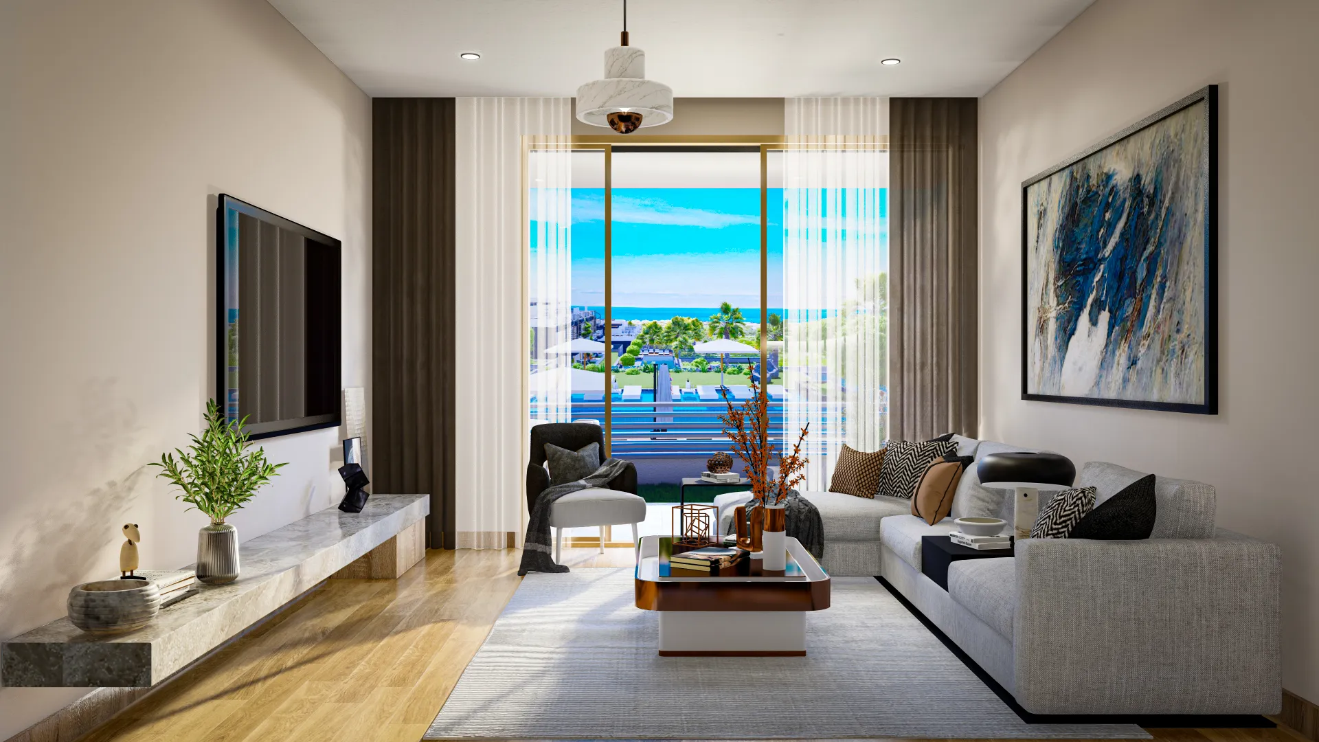 Sea View Apartment with Private Garden for Sale in Lapta