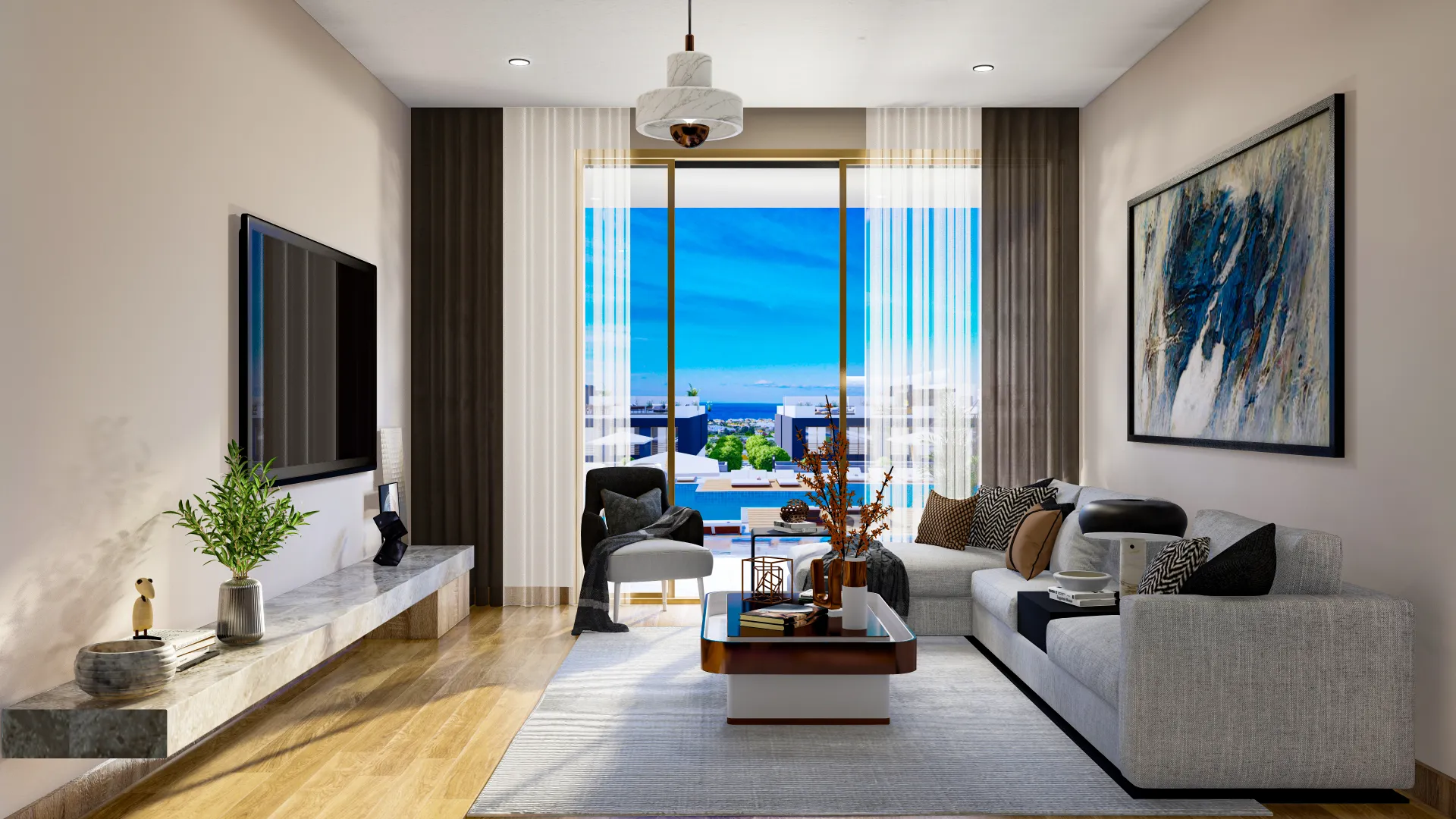 Sea and Mountain View Apartment with Roof Terrace in Lapta