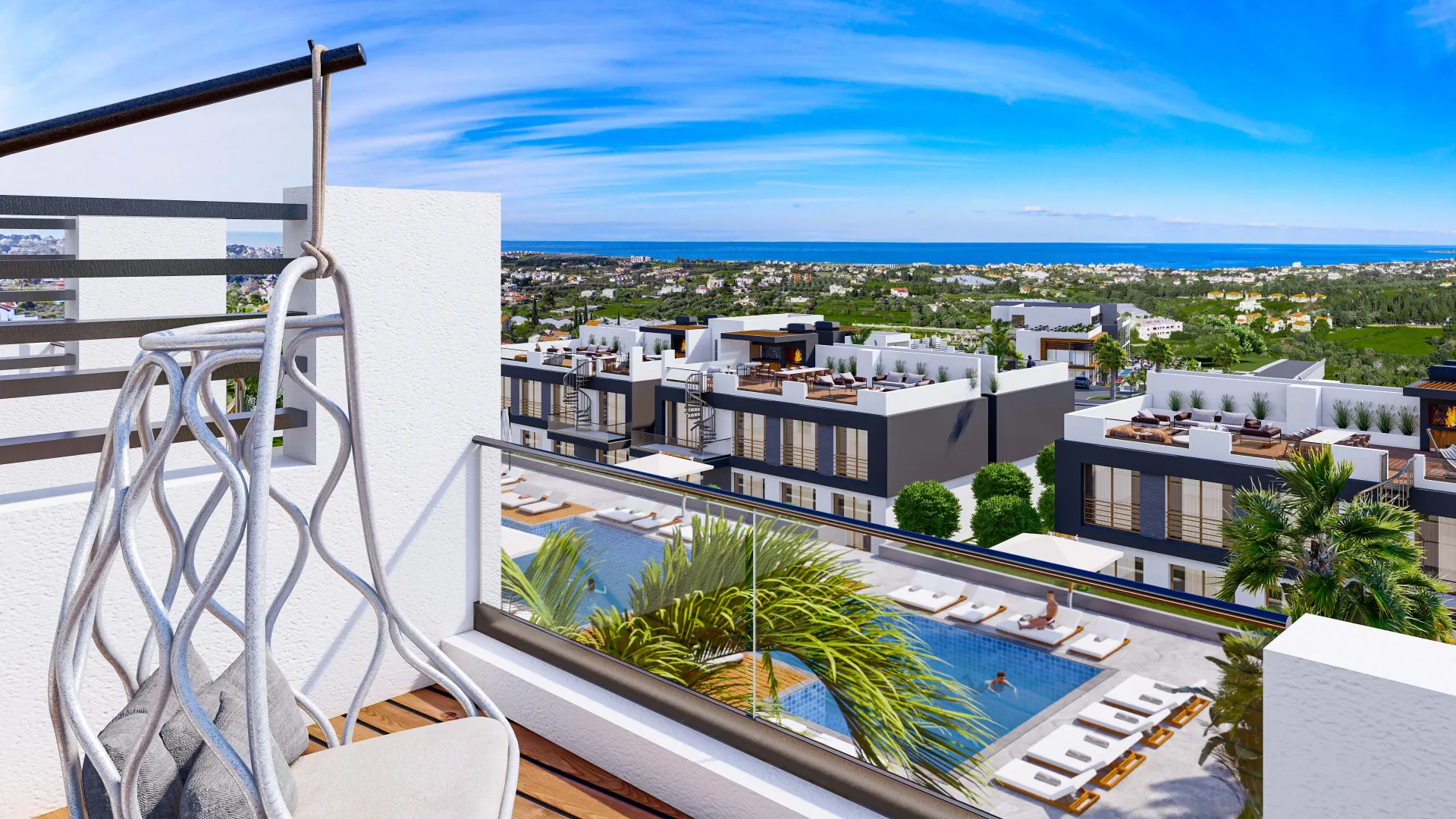 Sea and Mountain View Apartment with Roof Terrace in Lapta