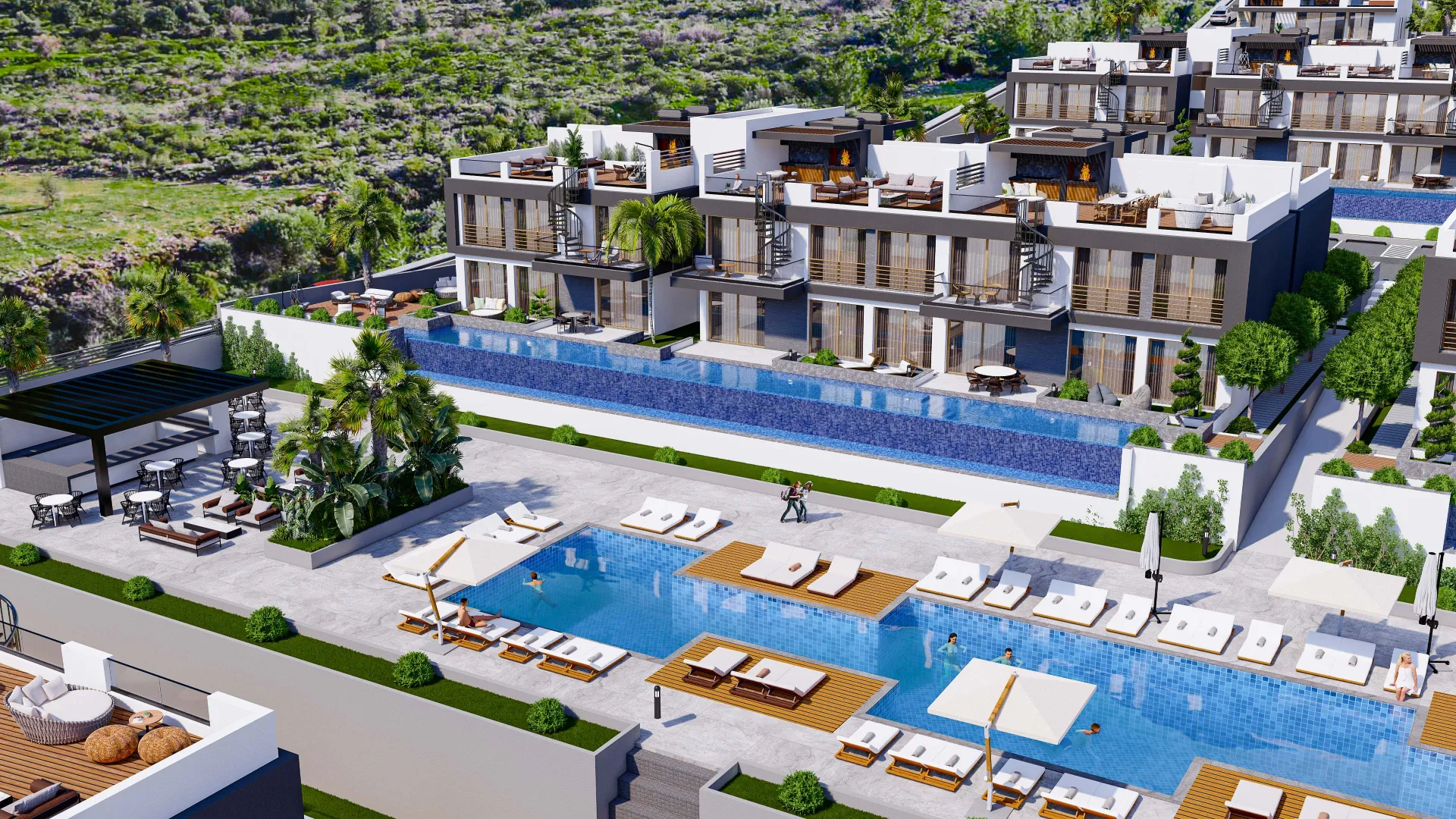 Sea and Mountain View Apartment with Roof Terrace in Lapta