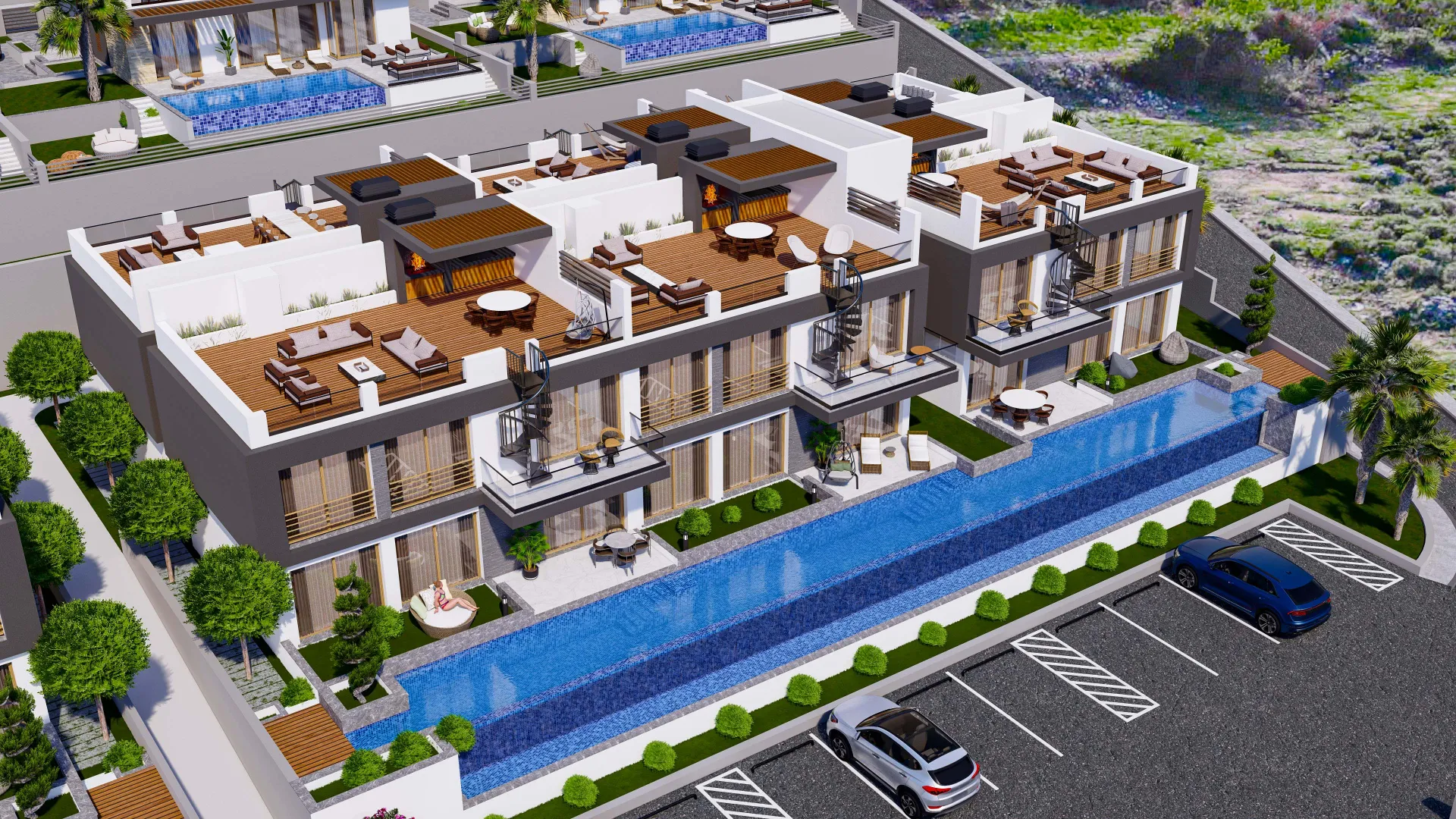 Sea and Mountain View Apartment with Roof Terrace in Lapta