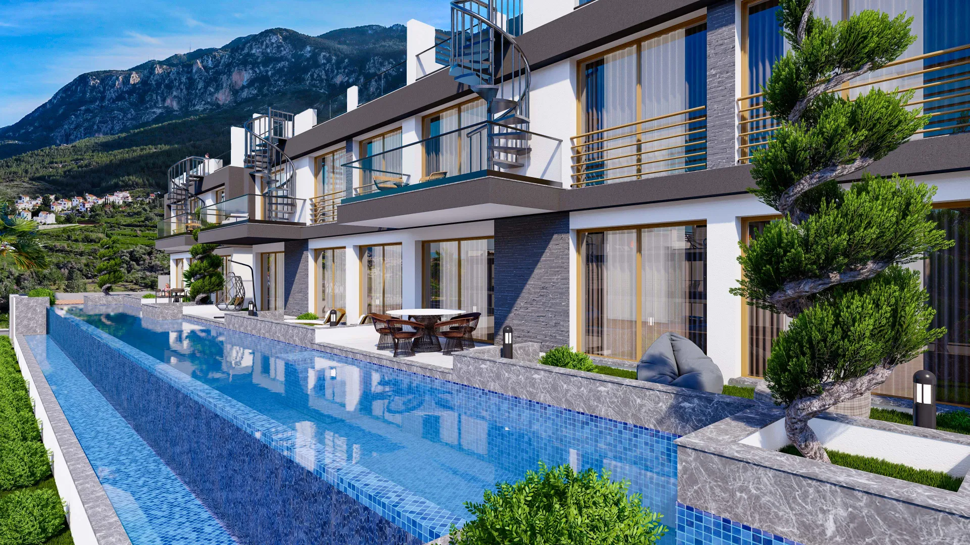 Sea and Mountain View Apartment with Roof Terrace in Lapta