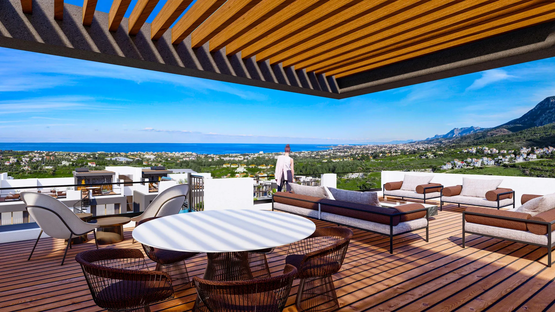 Sea and Mountain View Apartment with Roof Terrace in Lapta