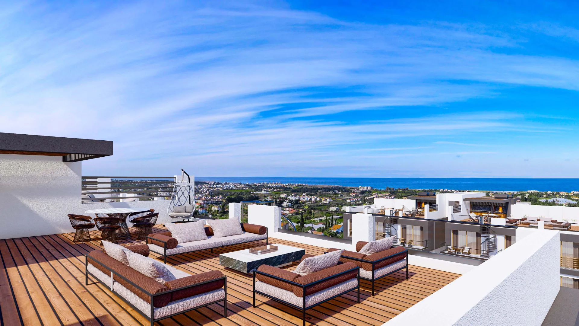 Sea and Mountain View Apartment with Roof Terrace in Lapta