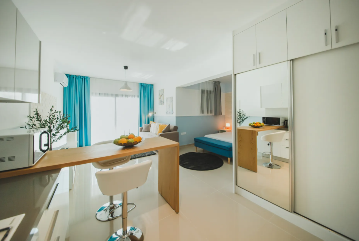 Furnished Sea View Studio Flat for Sale in Iskele North Cyprus